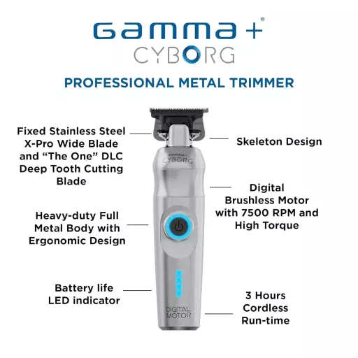 Gamma+ Cyborg Professional Metal Trimmer With Digital Brushless Motor