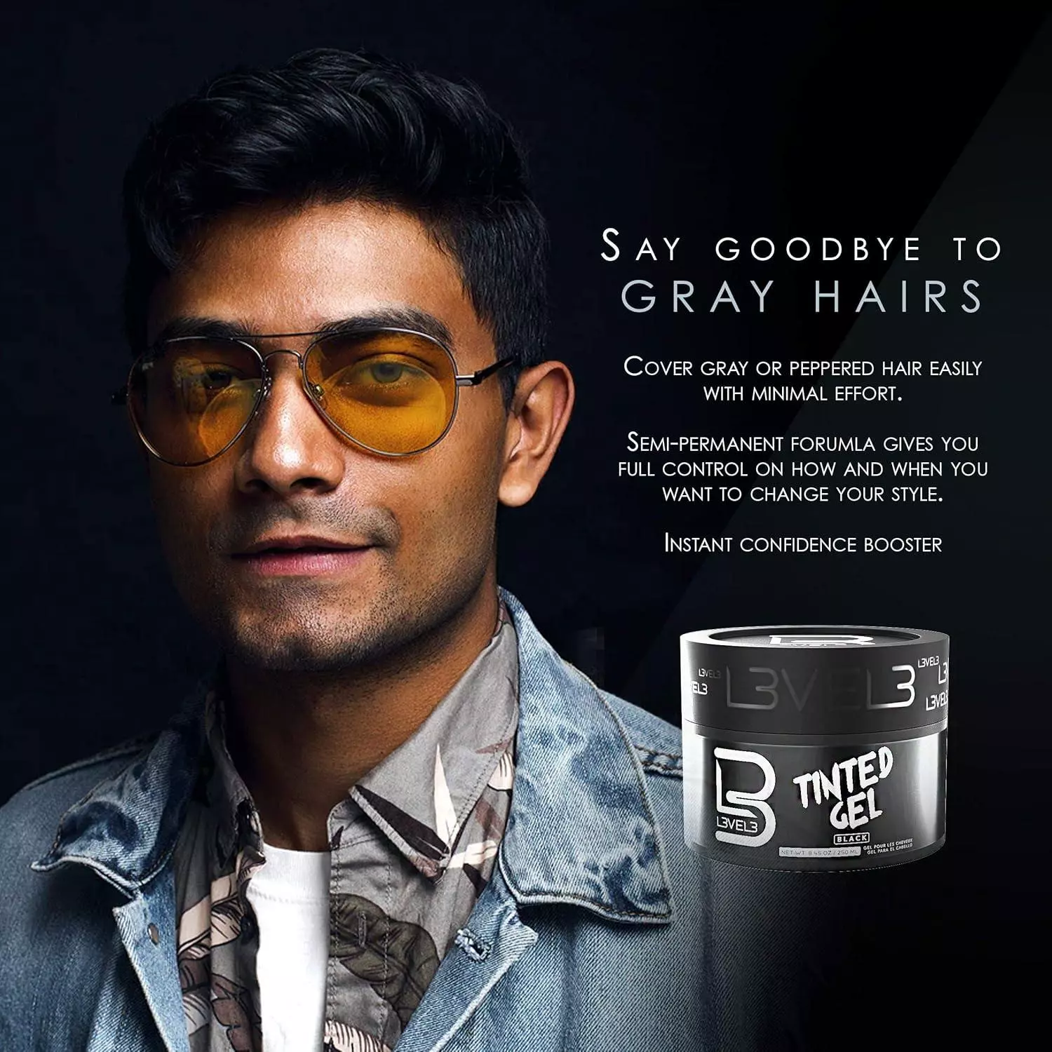 L3VEL3  Tinted Hair Gel - Black Color