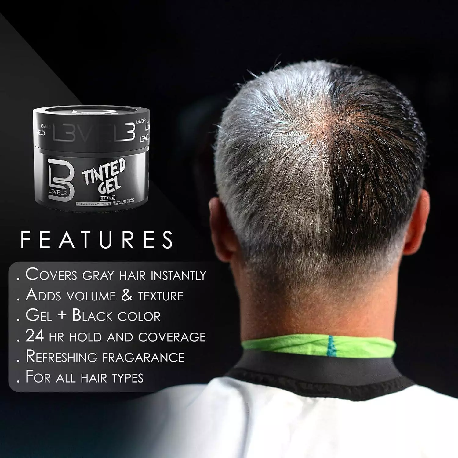 L3VEL3  Tinted Hair Gel - Black Color