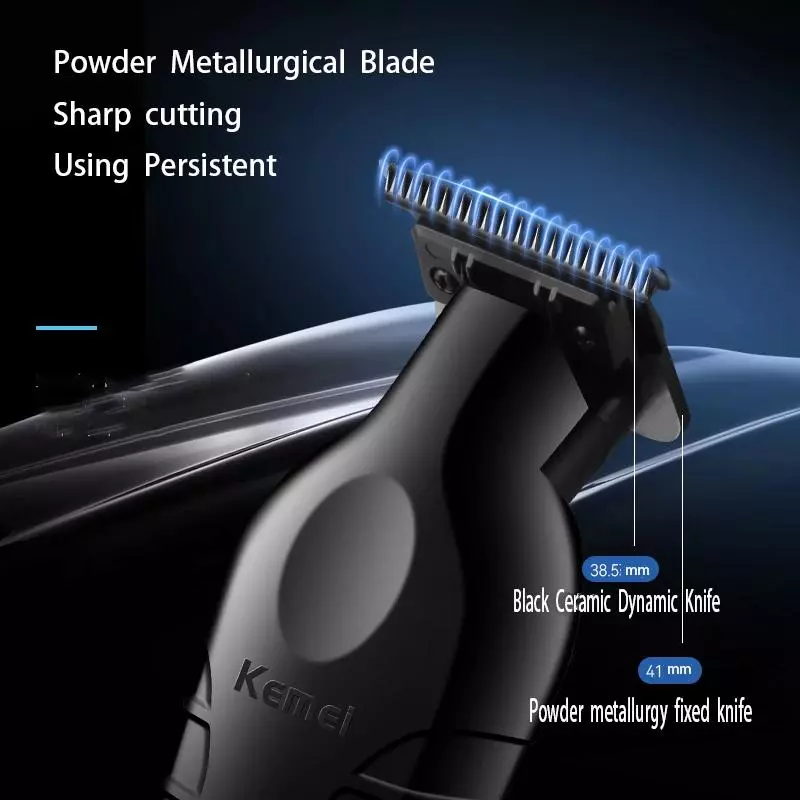 Kemei KM-2299 Professional Barber Cordless 0mm Zero Gapped Carving Cutting Machine Hair Trimmer Clipper