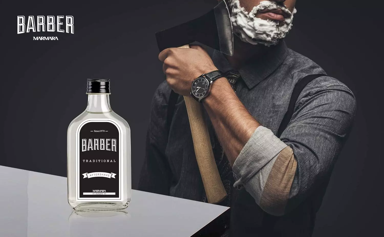 BARBER MARMARA Traditional Aftershave Splash Men's 200 ml in Glass Flacon