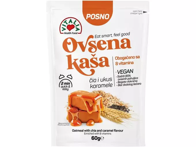 VITALIA OAT MEAL VEGAN CHIA & CARAMEL 60G 