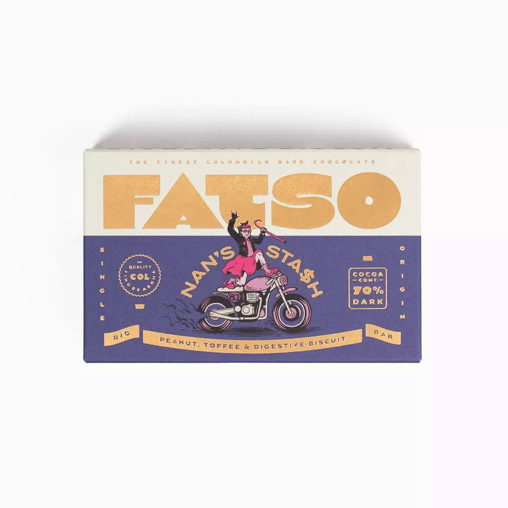 FATSO NAN'S STASH 60% DARK CHOCO BAR 150 G