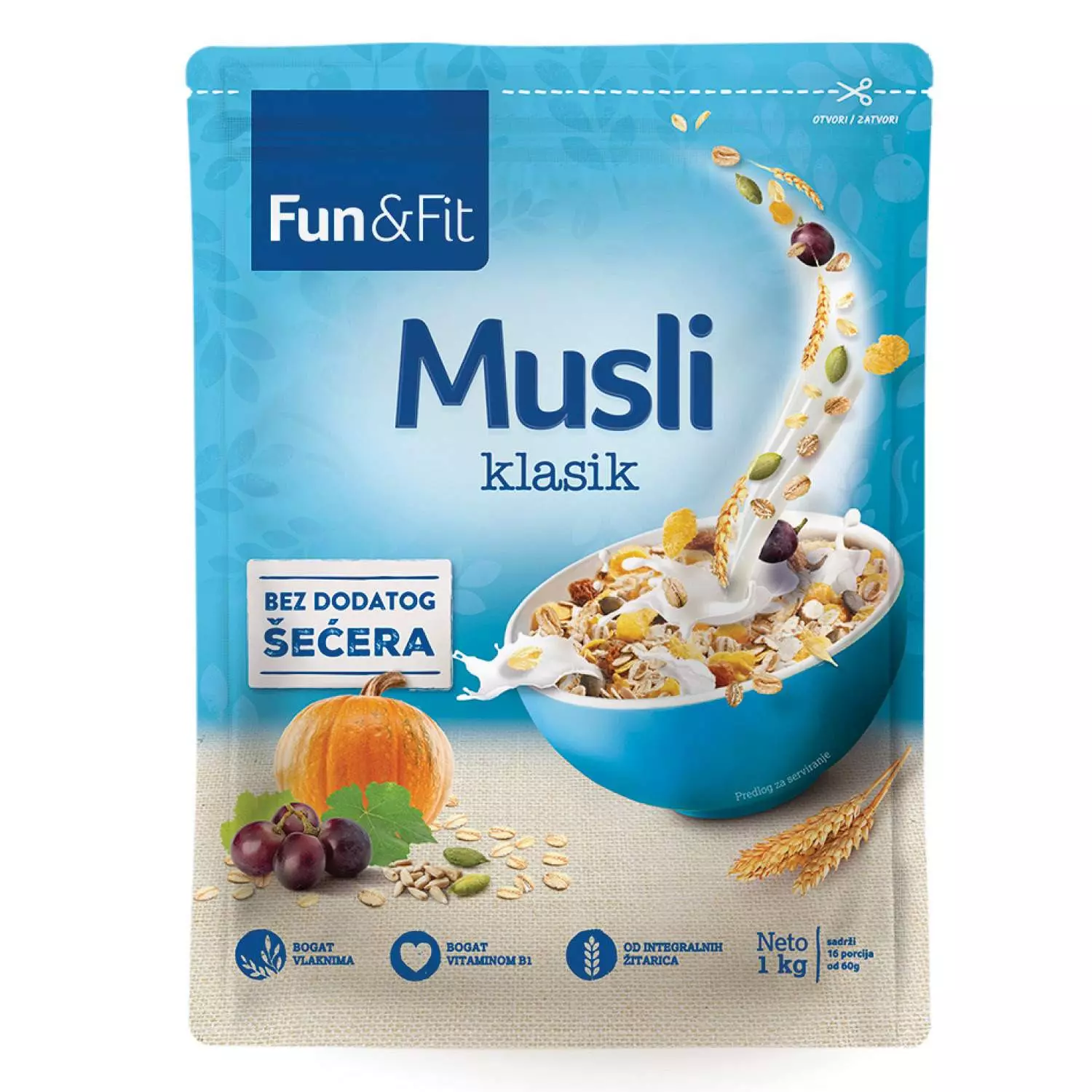 FUN & FIT MUSSELI CLASSIC NO ADDED SUGAR 1KG  
