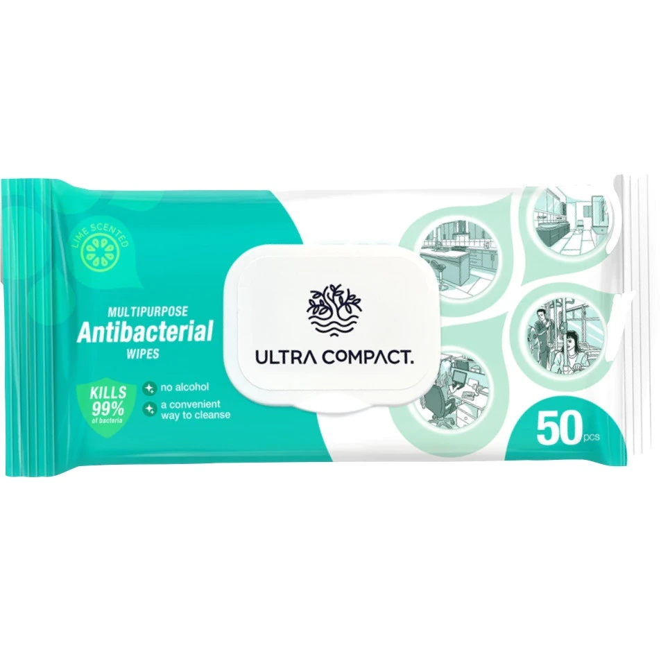 ULTRA COMPACT MILTIPURPOSE ANTIBACTERIAL WIPES*50