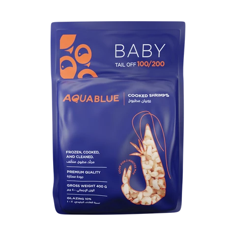 AQUA BLUE COOKED SHRIMP TAIL OFF 100/200 400 G