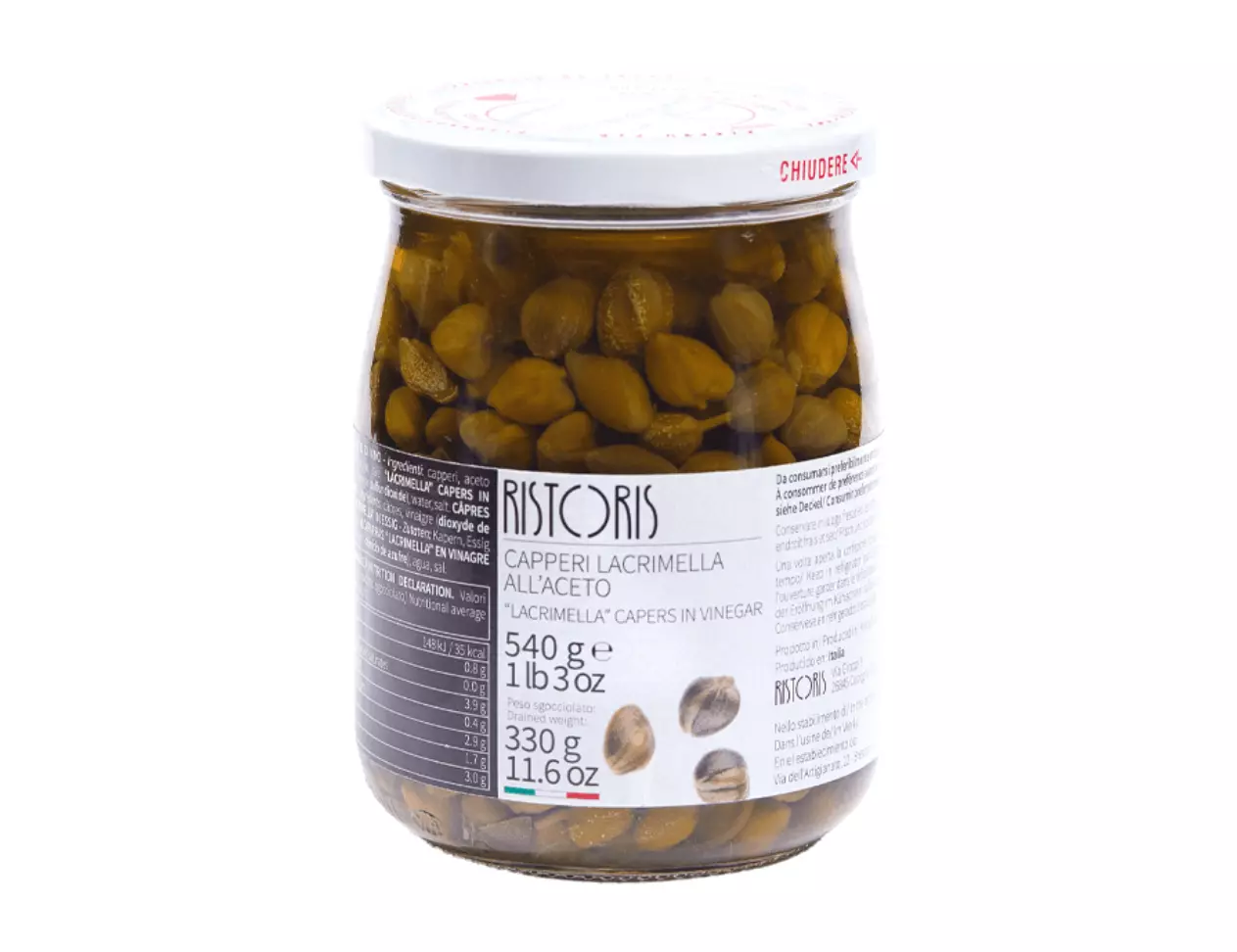 RISTORIS CAPERS IN VINEGAR *540G 