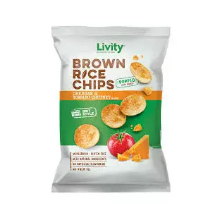 LIVITY RICE CHIPS CHEDDAR & TOMATO CHUNTEY60G*12