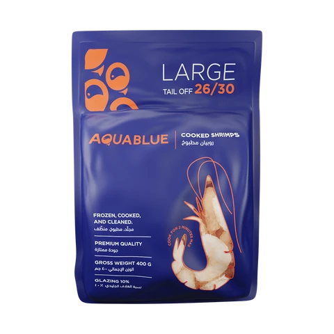 AQUA BLUE COOKED SHRIMP TAIL OFF 26/30 400 G