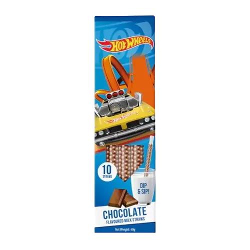 HOTWHEELS CHOCOLATE MILK STRAWS 60G 
