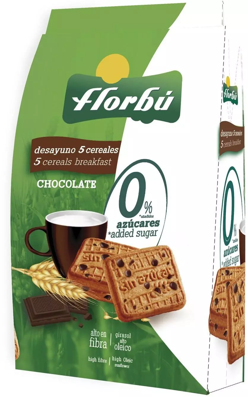 FLORBU 5 CEREALS BISCUIT CHOCO SF 340G