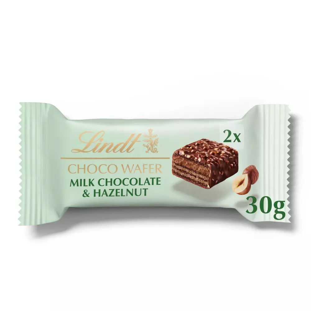LINDT CHOCO WAFER MILK CHOCO & HAZELNUT 30Y 