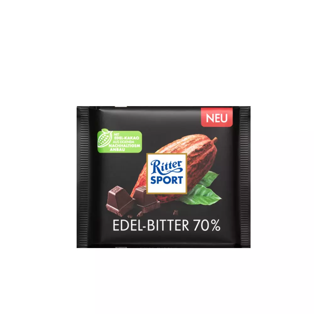 RITTER SPORT DARK CHOCO 70% COCOA 100G 