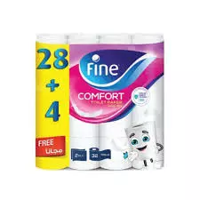 FINE COMFORT TOILET PAPER 2 PLY 28 + 4 ROLLS FREE