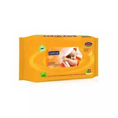 OPTIMAL BABY WIPES WITH PLASTIC LID*72
