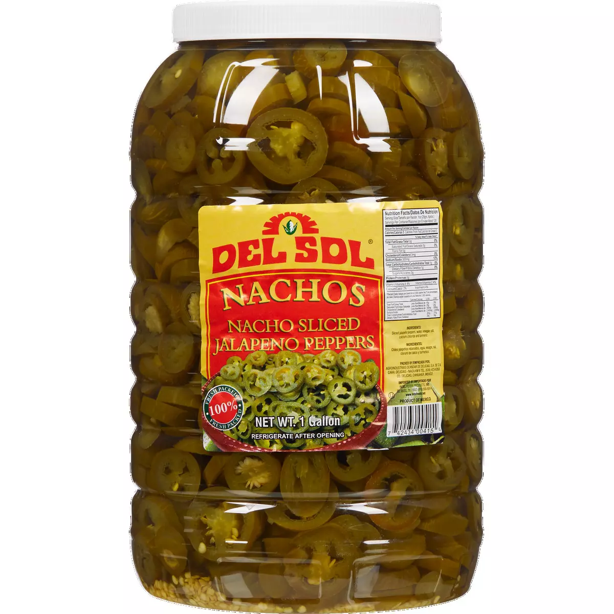 DEL SOL NACHO SLICES JALAPENO PEPPERS 1 GALLON