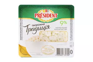 PRESIDENT COTTAGE CHEESE 9% 300 G قريشة