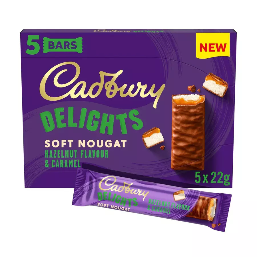 CADBURY DELIGHT HAZELNUT & CARAMEL *5 BAR 110G