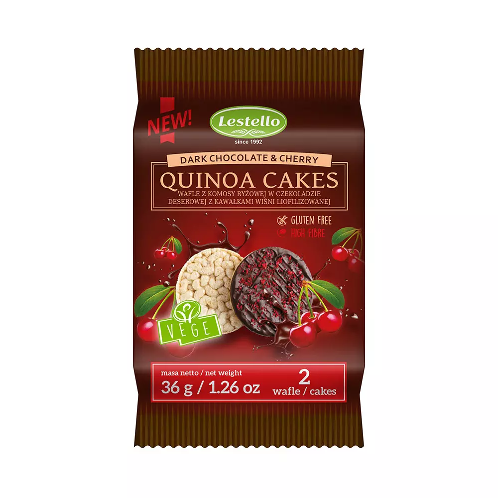 LASTELLO  DARK CHOCO QUINOA CAKES WITH CHERRY 36G