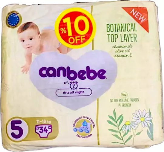 CANBEBE DIAPERS *34 #5 11_18 KG 10% OFF