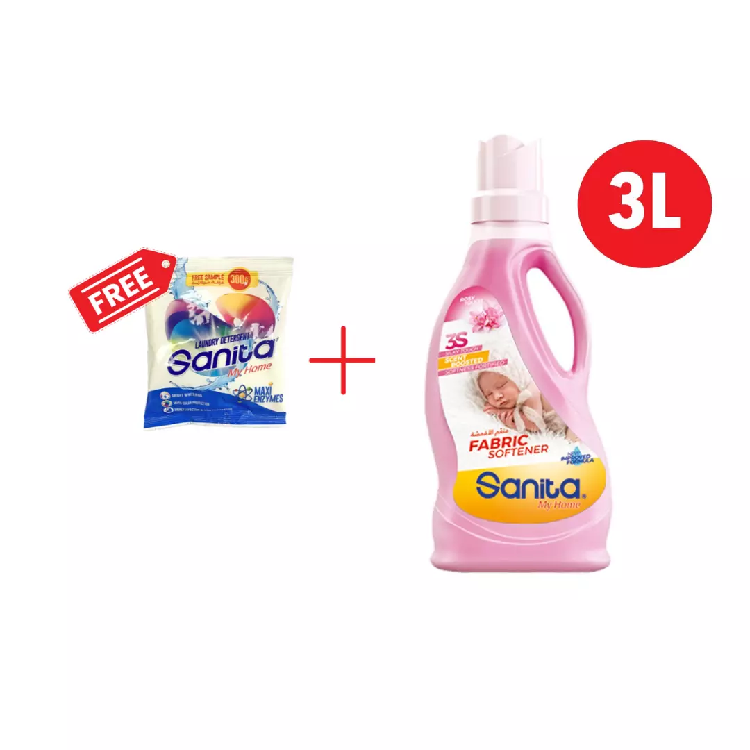 SANITA FABRIC SOFTENER 3L+LAUNDRY DETERGENT 300 G