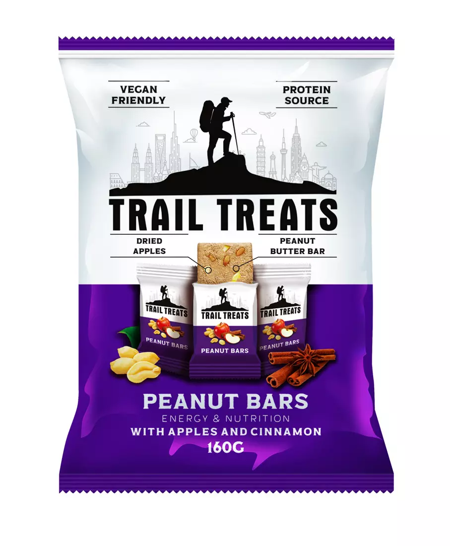 TRAIL TREATS MINI PEANUT & APPLES BARS 160G