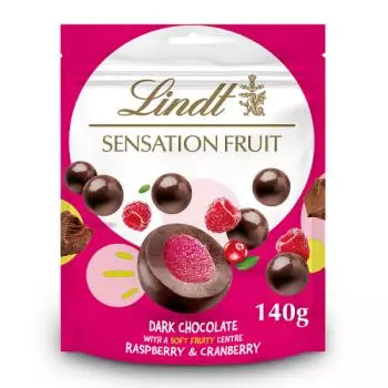 LINDT SENSATION CRISPY RASPBERRY & CRANBERRY 140G