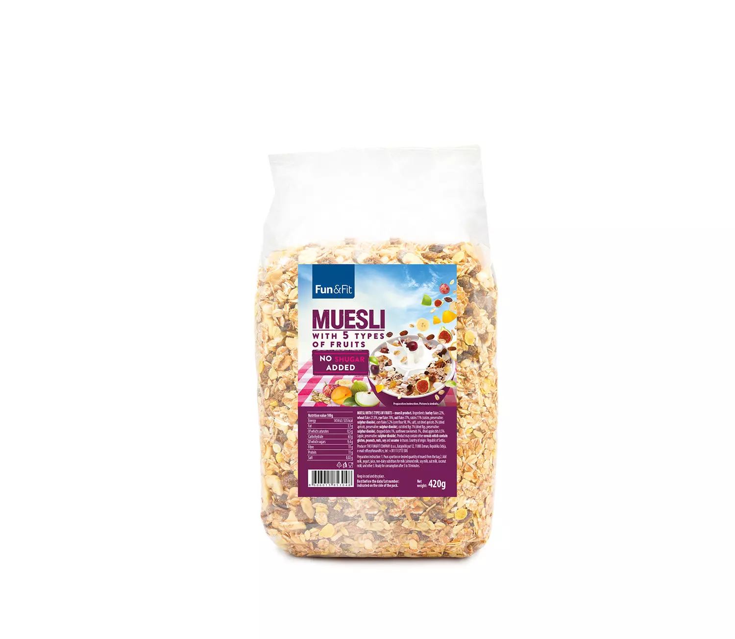 FUN & FIT MUSELI WITH 5 TYPES OF FRUITS 420G