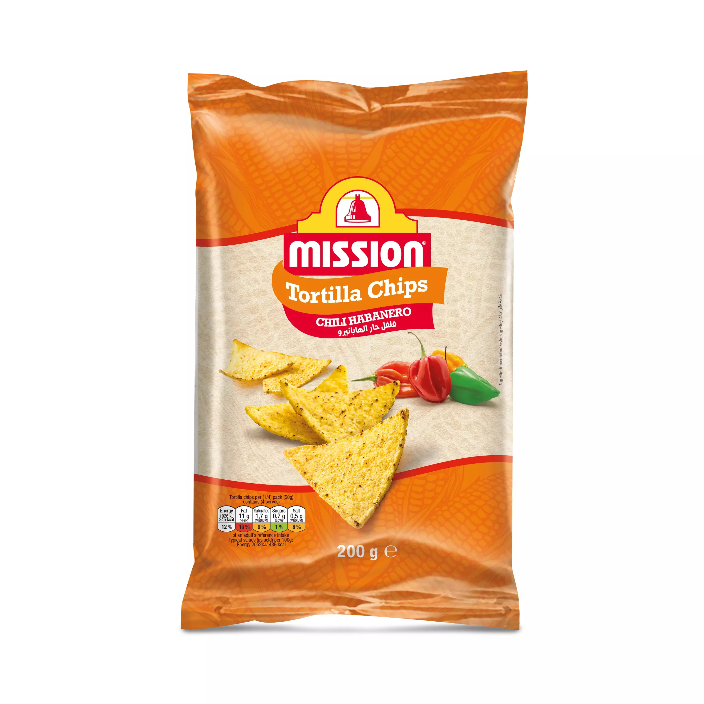 MISSION TORTILLA CHIPS CHILI HABANERO 200G