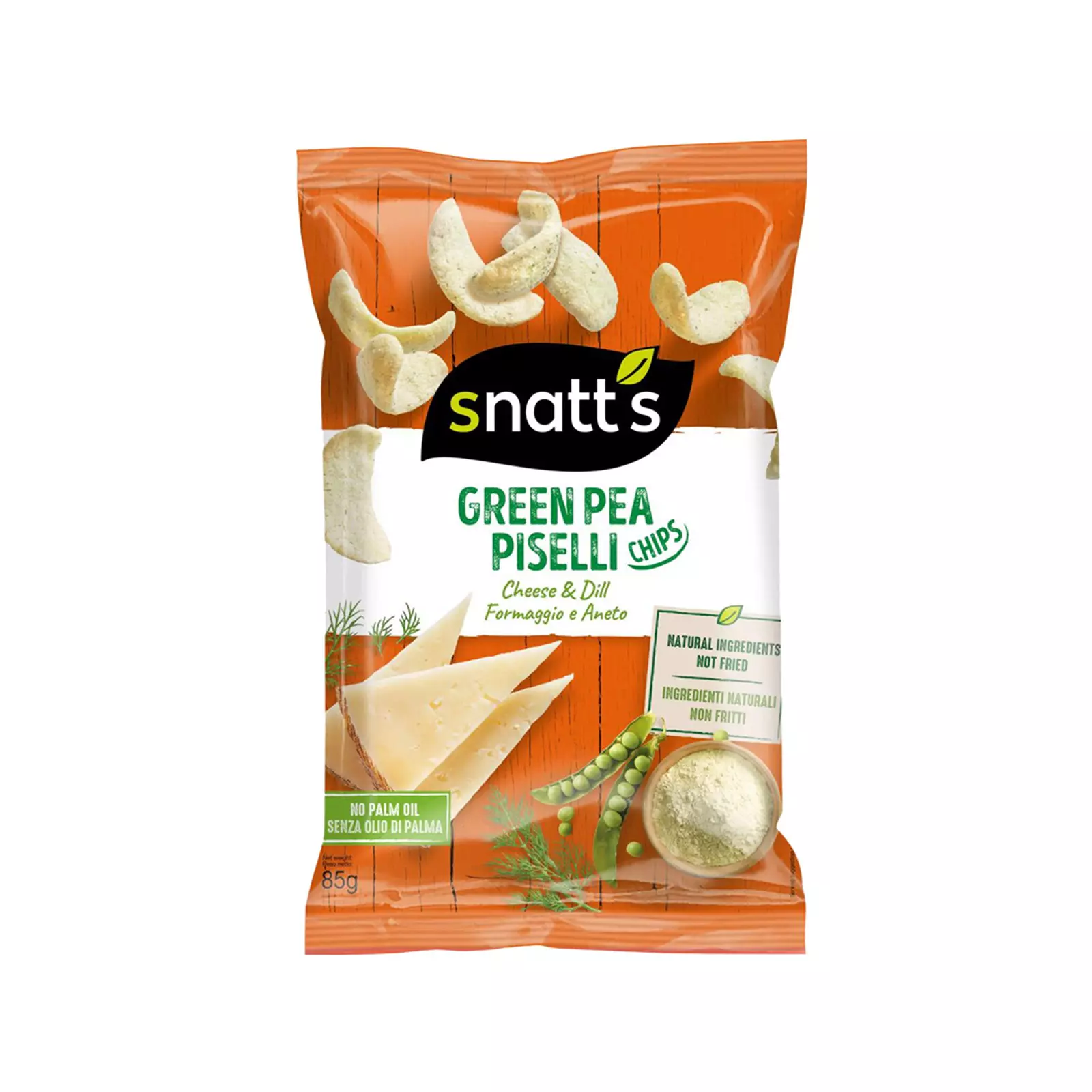 SNATTS GREEN PEA PISELLI CHEESE & DILL 85G  