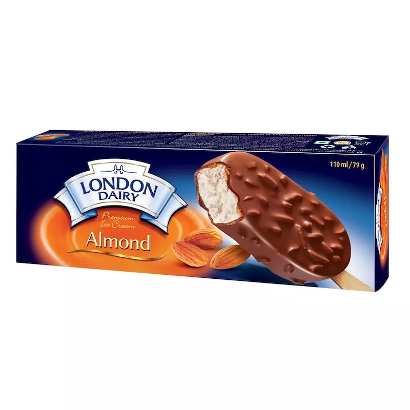 LONDON DAIRY STICK PREMIUM ICE CREAM ALMOND 110ML 