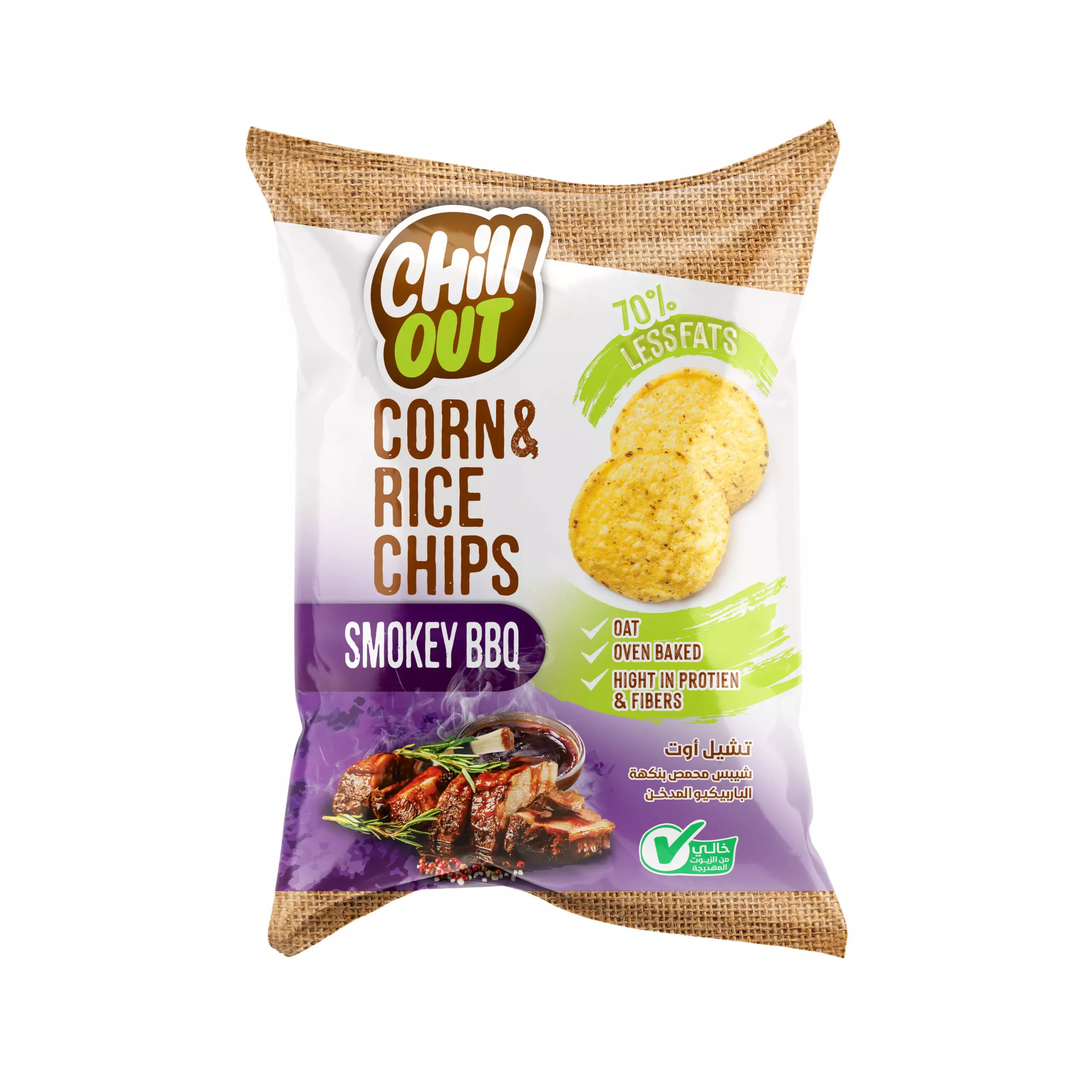 CHILL OUT OAT CHIPS SMOKEY BBQ 70% LESS FAT 50_60G