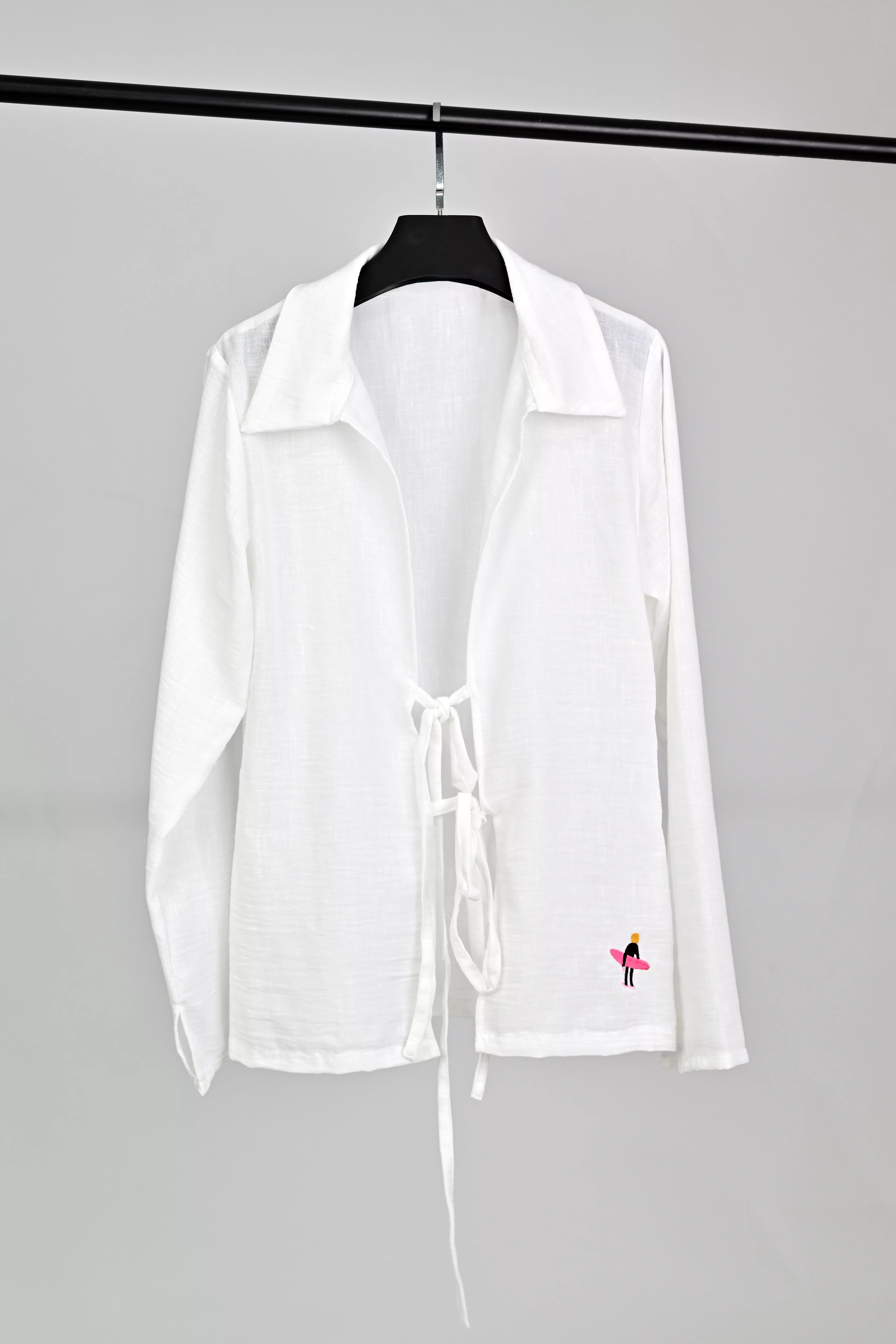Tie-Front Linen Blouse