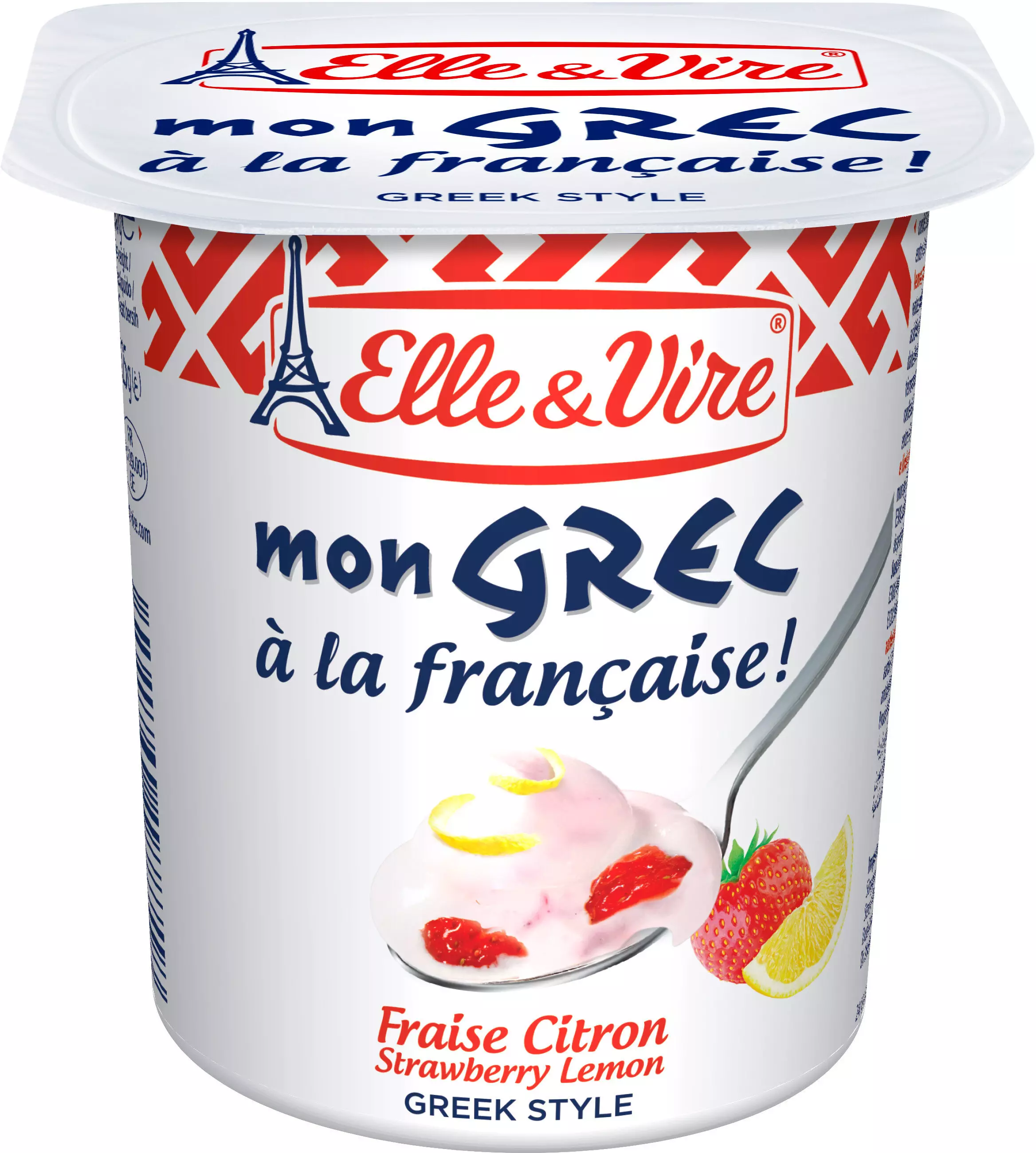 ELLE & VIRE MON GREC STRAWBERRY & LEMON 125G 