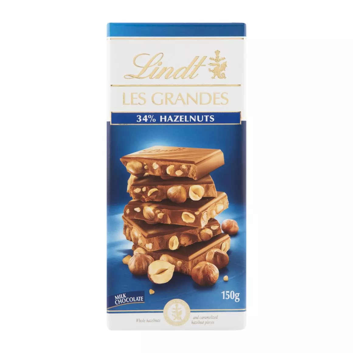LINDT LES GRANDES MILK HAZELNUT CHOCOLATE 150G 