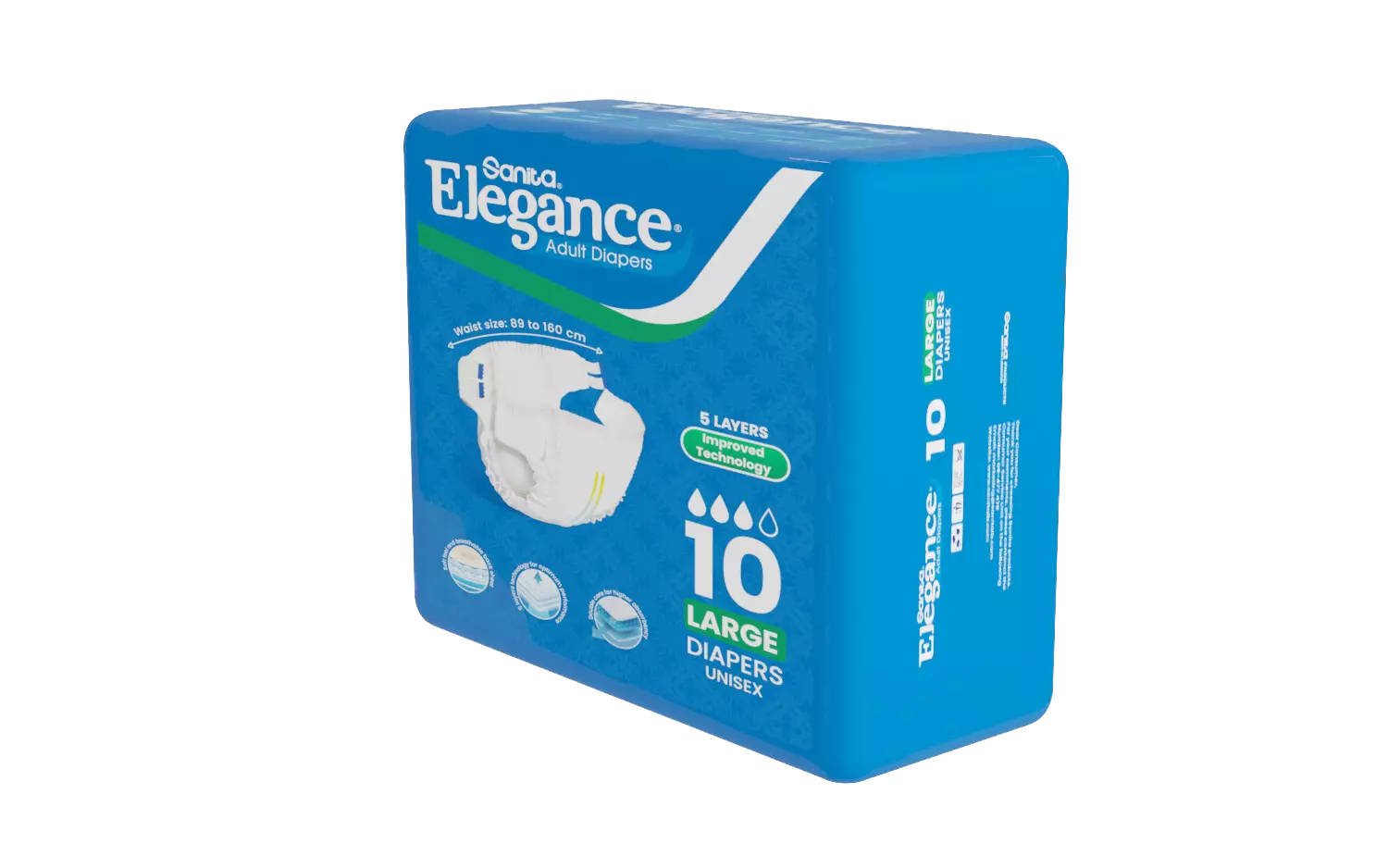 ELEGANCE ADULT DIAPERS LARGE*10
