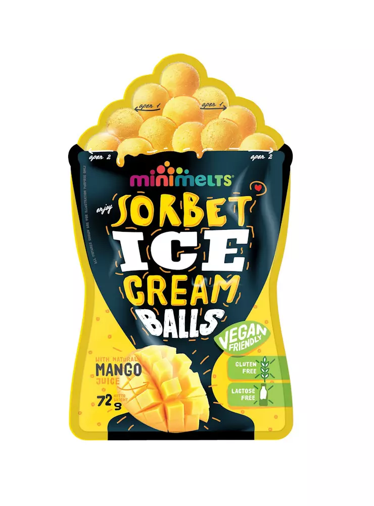 N MINI MELTS SORBET ICECREAM BALLS MANGO 72G