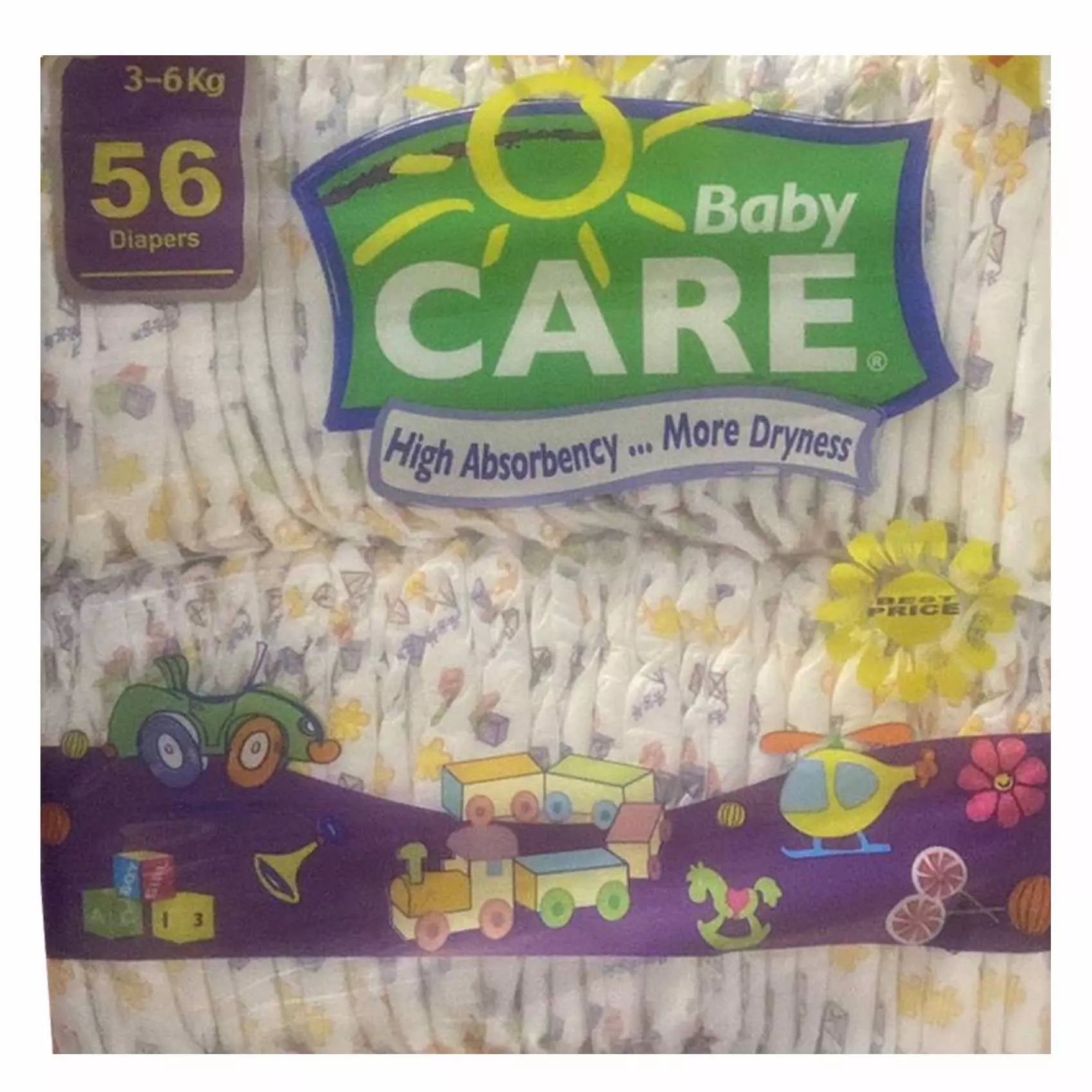 BABY CARE DIAPERS PURPLE*56 SMALL 6-3 KG 