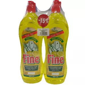 FINE DISHWASHING LIQUID LEMON 1300 ML*2 -20%