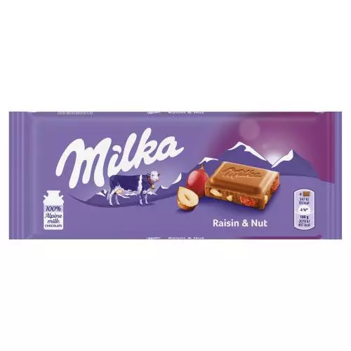 MILKA CHOCOLATE RAISIN & NUTS 100 G 