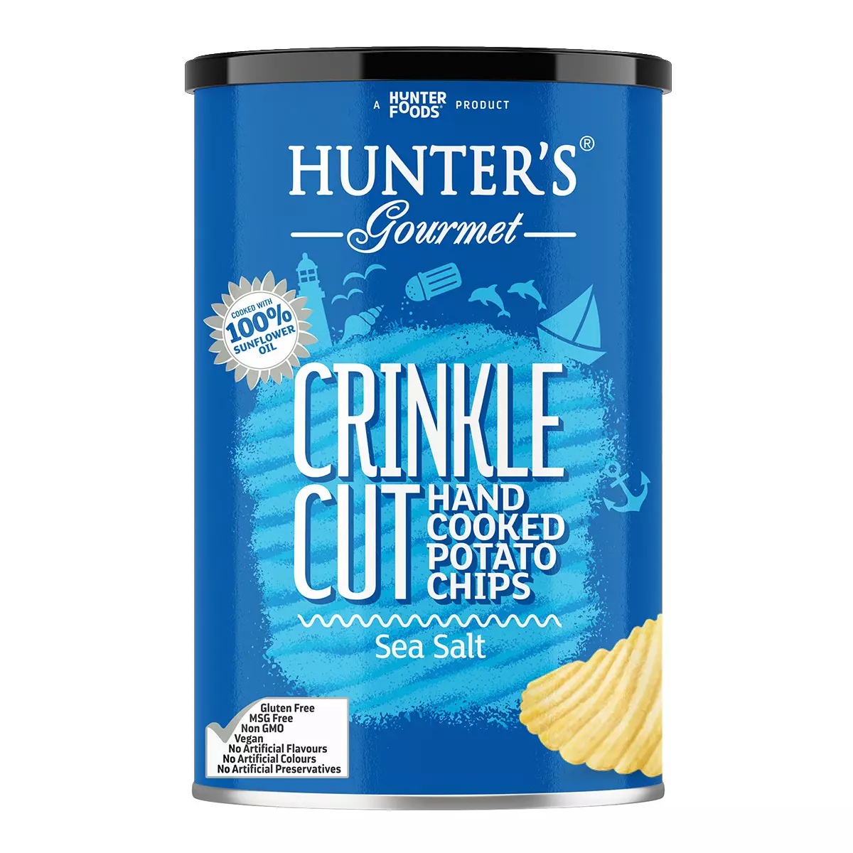 HUNTERS SEA SALT COOKED POTATO CHIPS 150G 