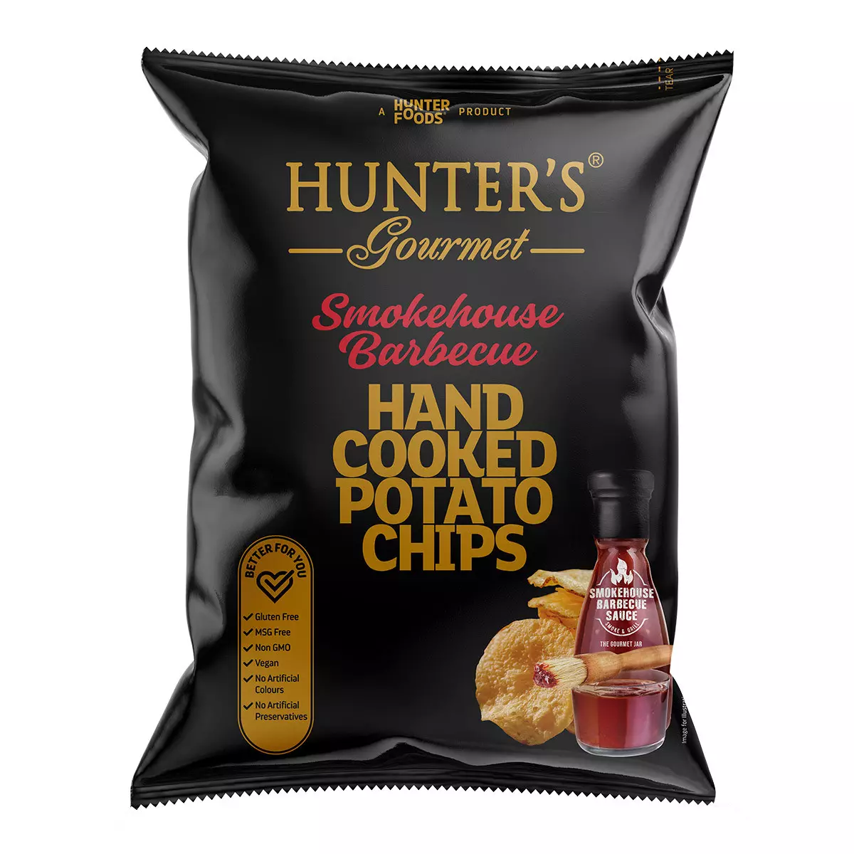 HUNTER SMOKEHOUSE BBQ POTATO CHIPS 125G