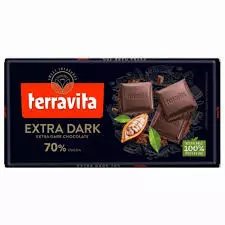 TERRAVITA EXTRA DARK CHOCOLATE 70% COCOA 90G 