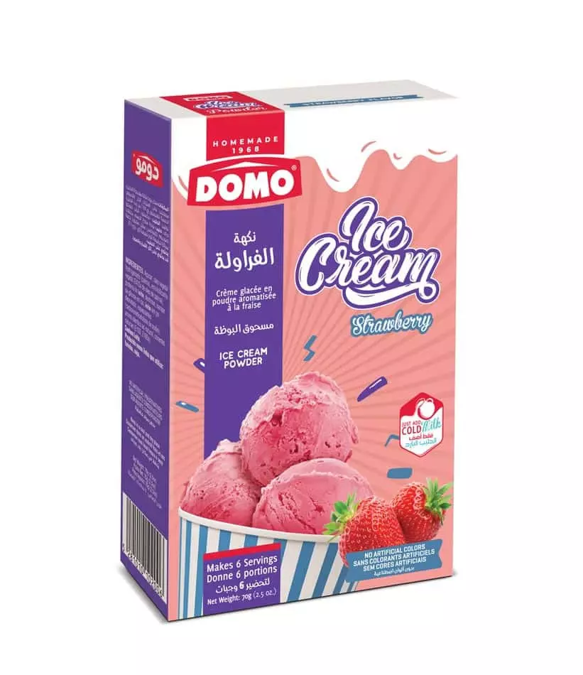 DOMO ICECREAM POWDER STRAWBERRY 70 G