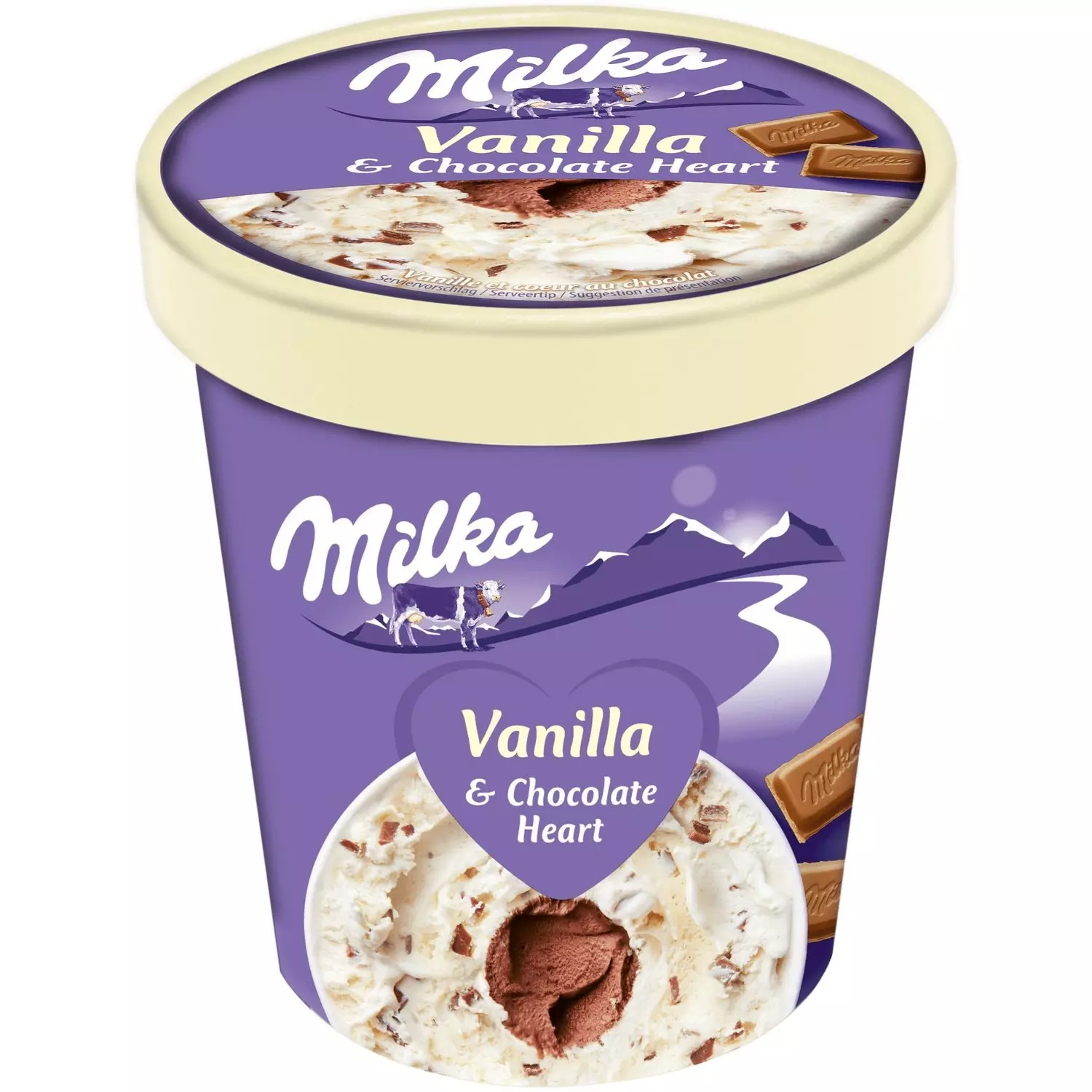 MILKA VANILLA & CHOCOLATE ICE CREAM CUP 480 ML