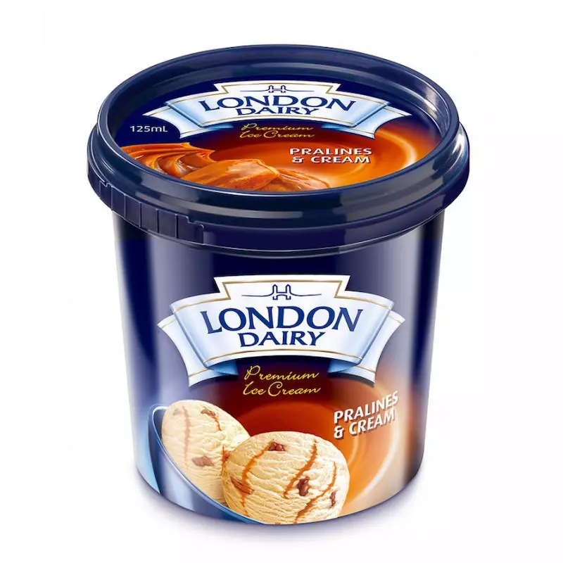 LONDON DAIRY CUP PRALINES & CREAM 125ML 