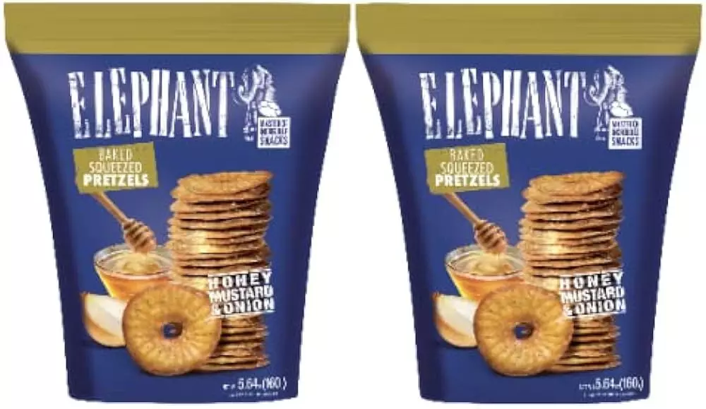 ELEPHANT HONEY MUSTARD&ONION BAKED PRETZELS 70G*2