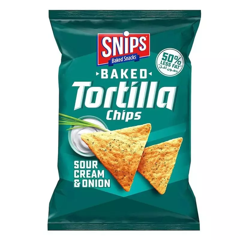 SNIPS BAKED TORTILLA CHIPS SOUR CREAM & ONION 80G