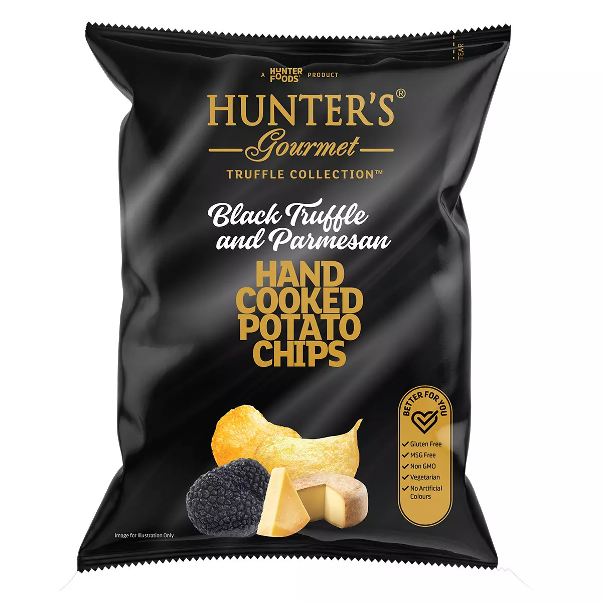 HUNTERS GOURMET BLACK TRUFLE&PARMESAN CHIPS 125 G