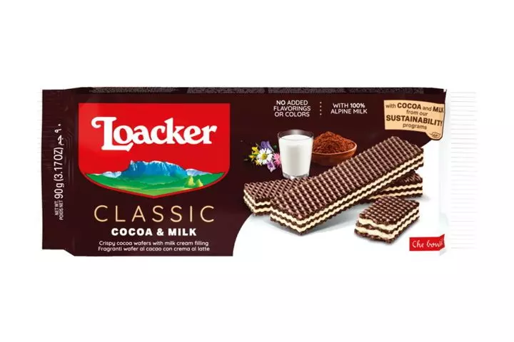 LOACKER COCOA&MILK WAFER 90 G